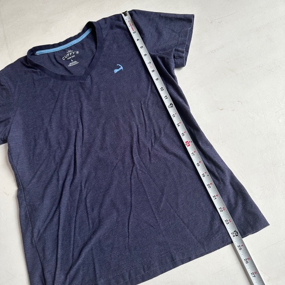 CUFFYS Cape Cod Blue Striped Logo Tee Shirt - Picture 4 of 5